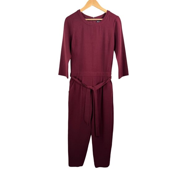 Madewell Sloane wine‎ cropped Jumpsuit relaxed 90s preppy sz 4 - Picture 1 of 9